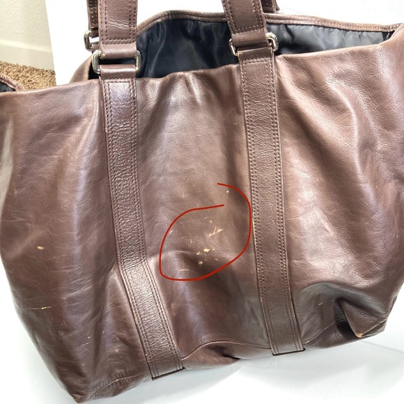 Y2K Marc Jacobs Large Brown Leather Horizontal Tote Bag  22x17" Big Tote - Picture 7 of 16